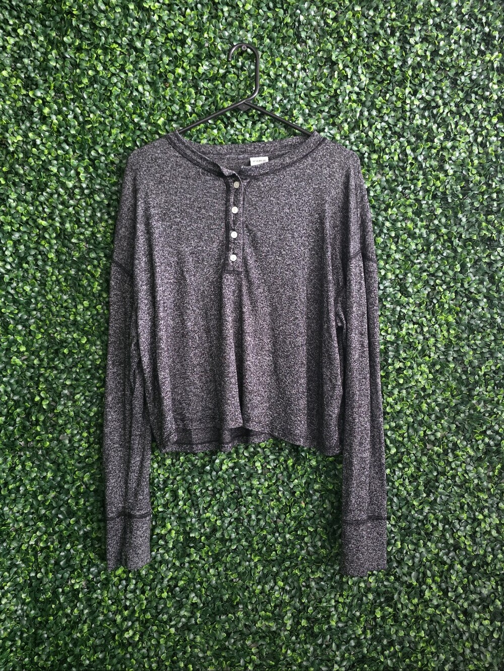 Pink Victoria's Secret Women's Heather Charcoal Henley Sweater Size M